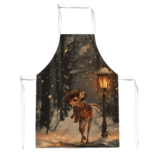 Fawn In A Snowy Scene Apron