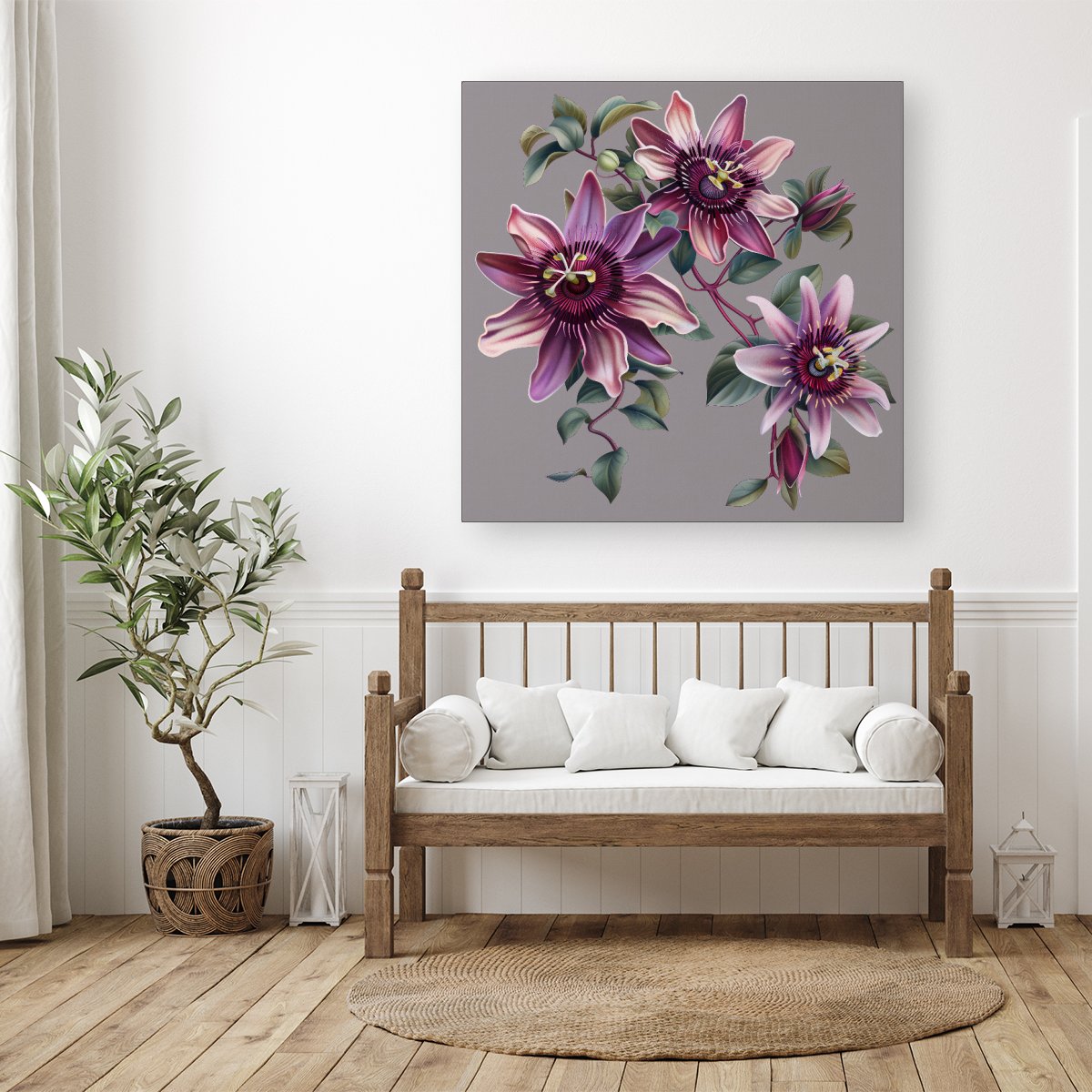 Purple Passion Flowers Canvas