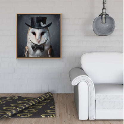 Owl In A Top Hat Framed Canvas