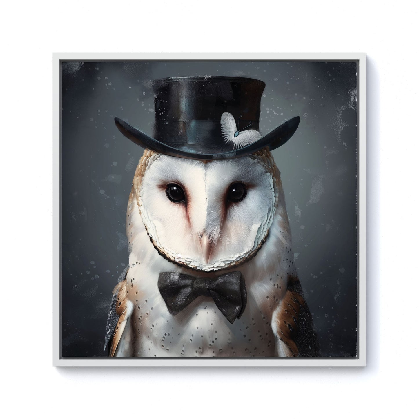 Owl In A Top Hat Framed Canvas