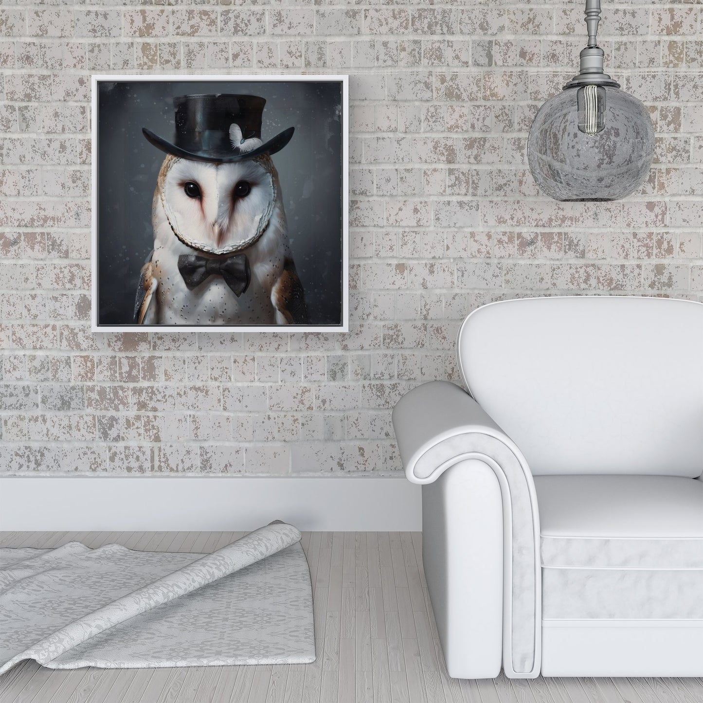 Owl In A Top Hat Framed Canvas