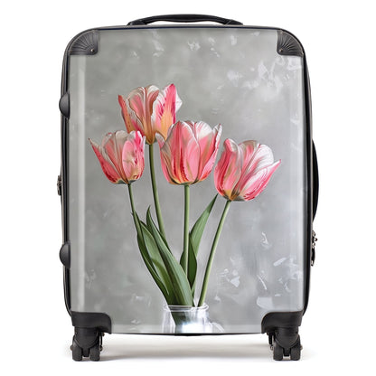 Painted Pink Tulips Suitcase