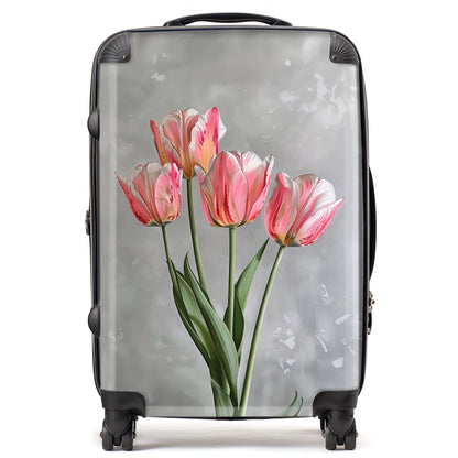 Painted Pink Tulips Suitcase