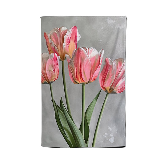 Painted Pink Tulips Tea Towel