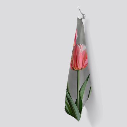 Painted Pink Tulips Tea Towel