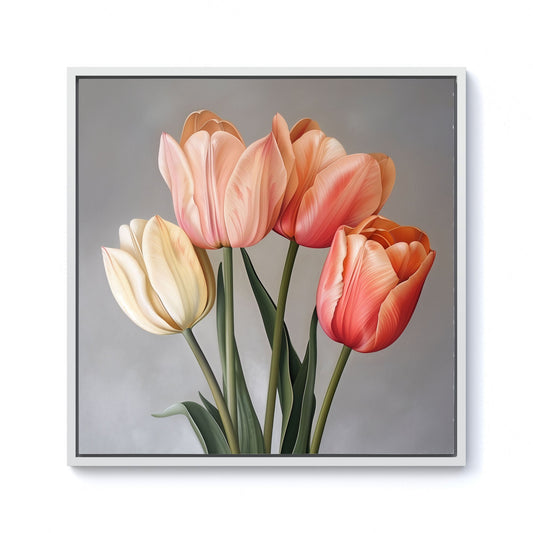 Spring Tulips Framed Canvas