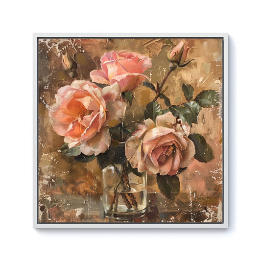 Vintage Roses Framed Canvas