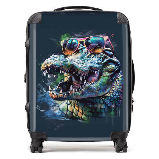 Crocodile In Glasses Splashart Suitcase