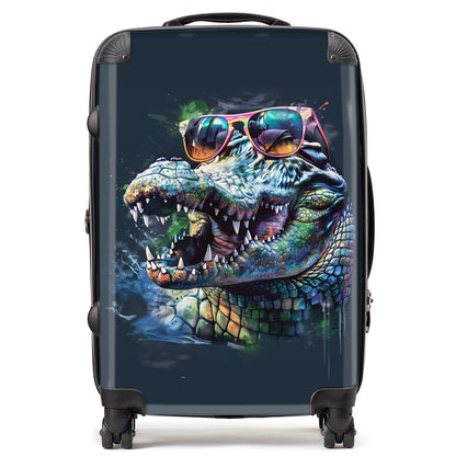 Crocodile In Glasses Splashart Suitcase