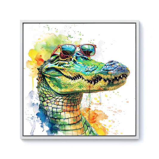 Cool Crocodile Framed Canvas