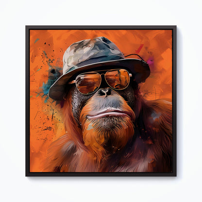 Orangutan In Glasses Framed Canvas