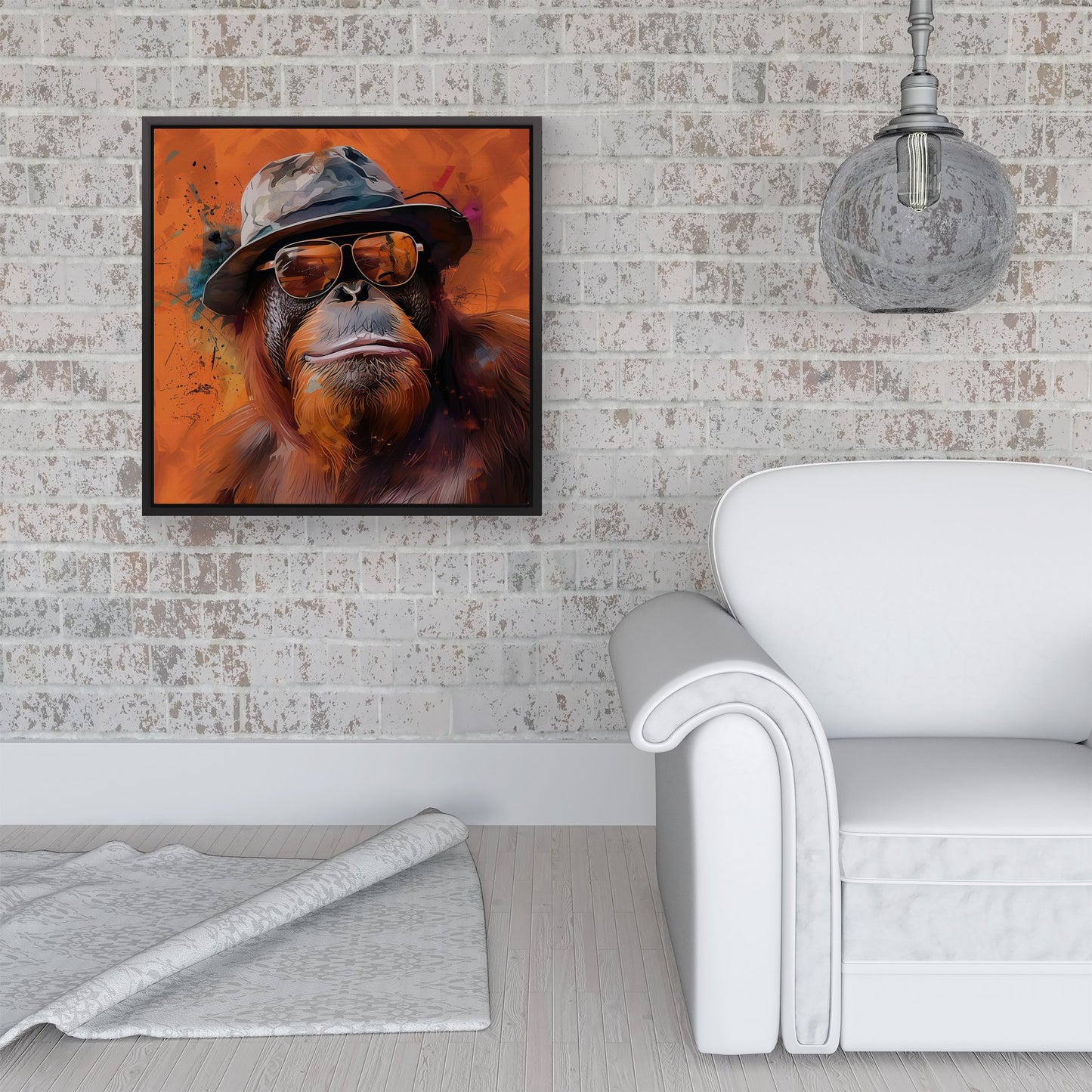 Orangutan In Glasses Framed Canvas