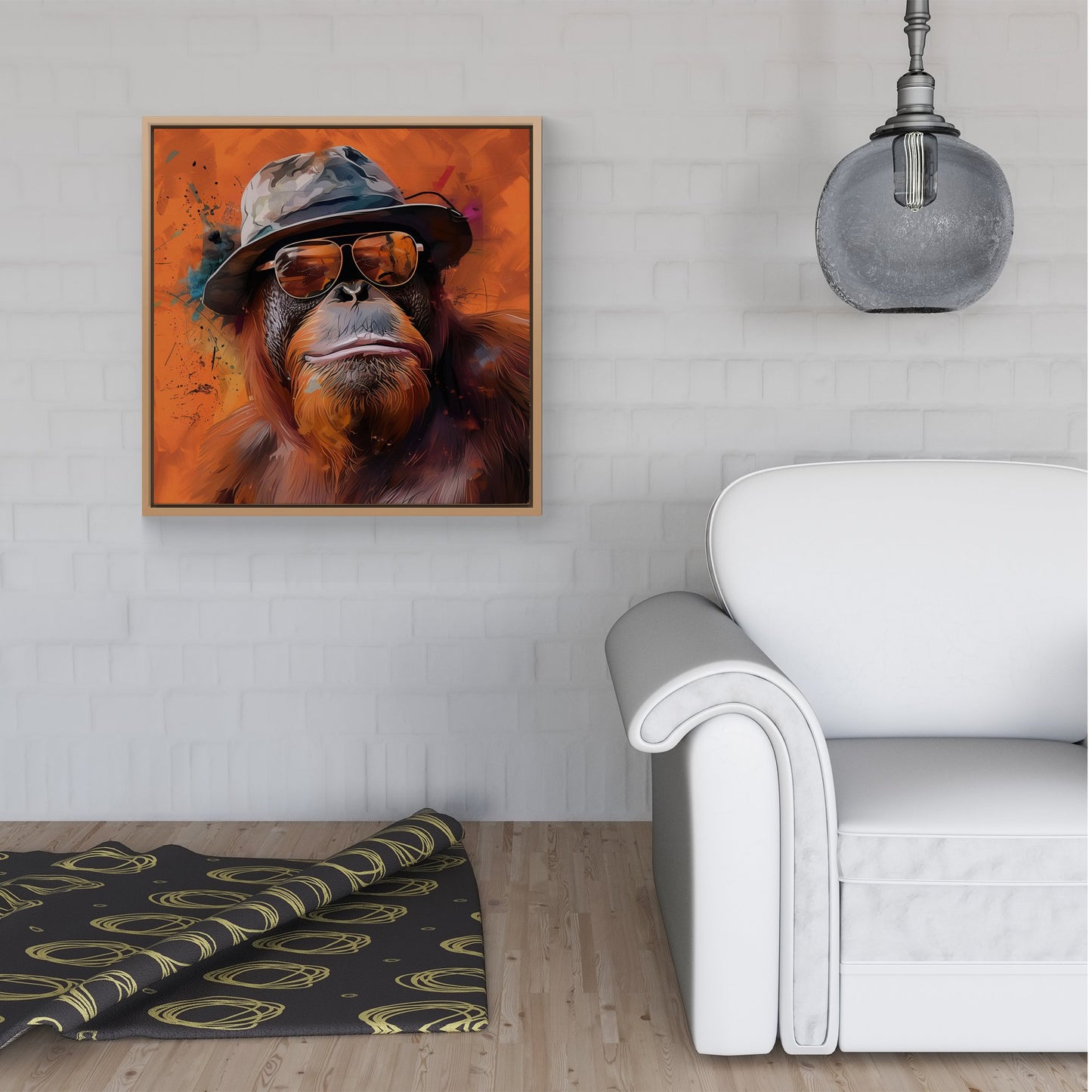 Orangutan In Glasses Framed Canvas