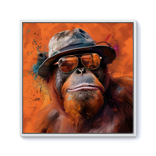 Orangutan In Glasses Framed Canvas