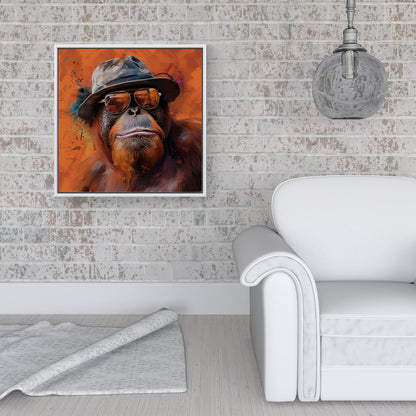 Orangutan In Glasses Framed Canvas