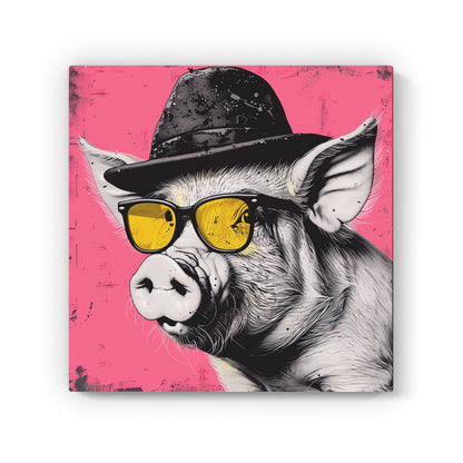 Pig In A Hat And Glasses Canvas