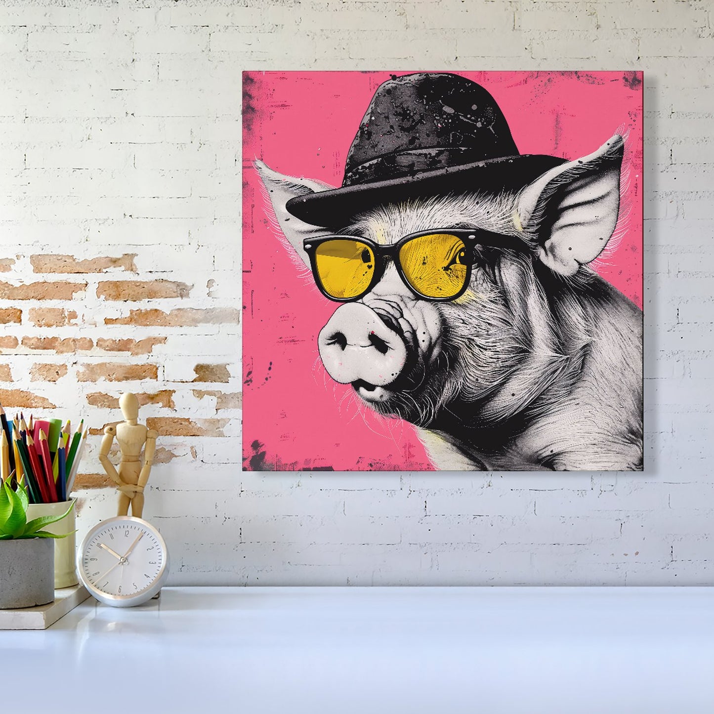 Pig In A Hat And Glasses Canvas