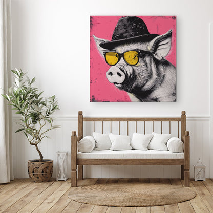 Pig In A Hat And Glasses Canvas