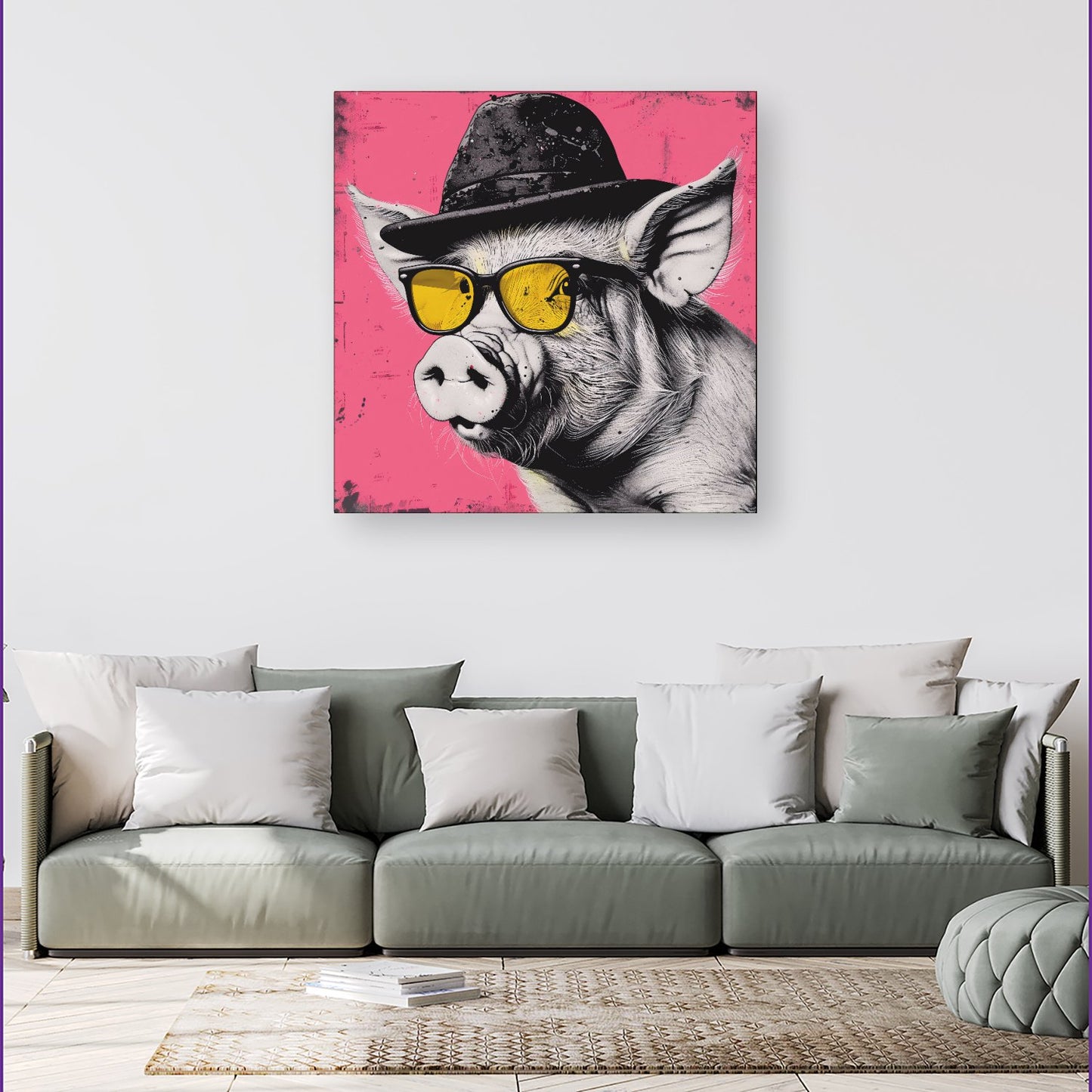 Pig In A Hat And Glasses Canvas