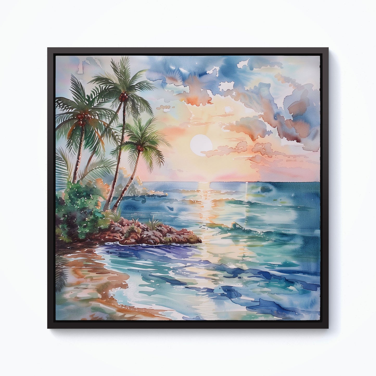 A Peaceful Beach Framed Canvas