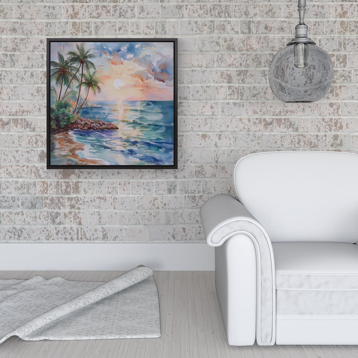 A Peaceful Beach Framed Canvas