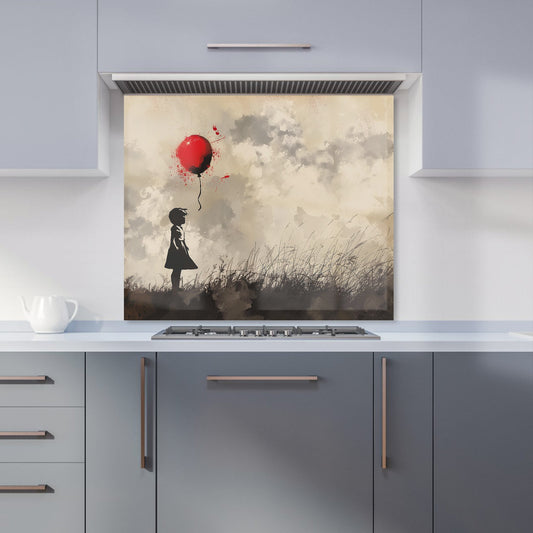 Dreamy Banksy-Inspired Girl with Red Balloon Kitchen Splashback