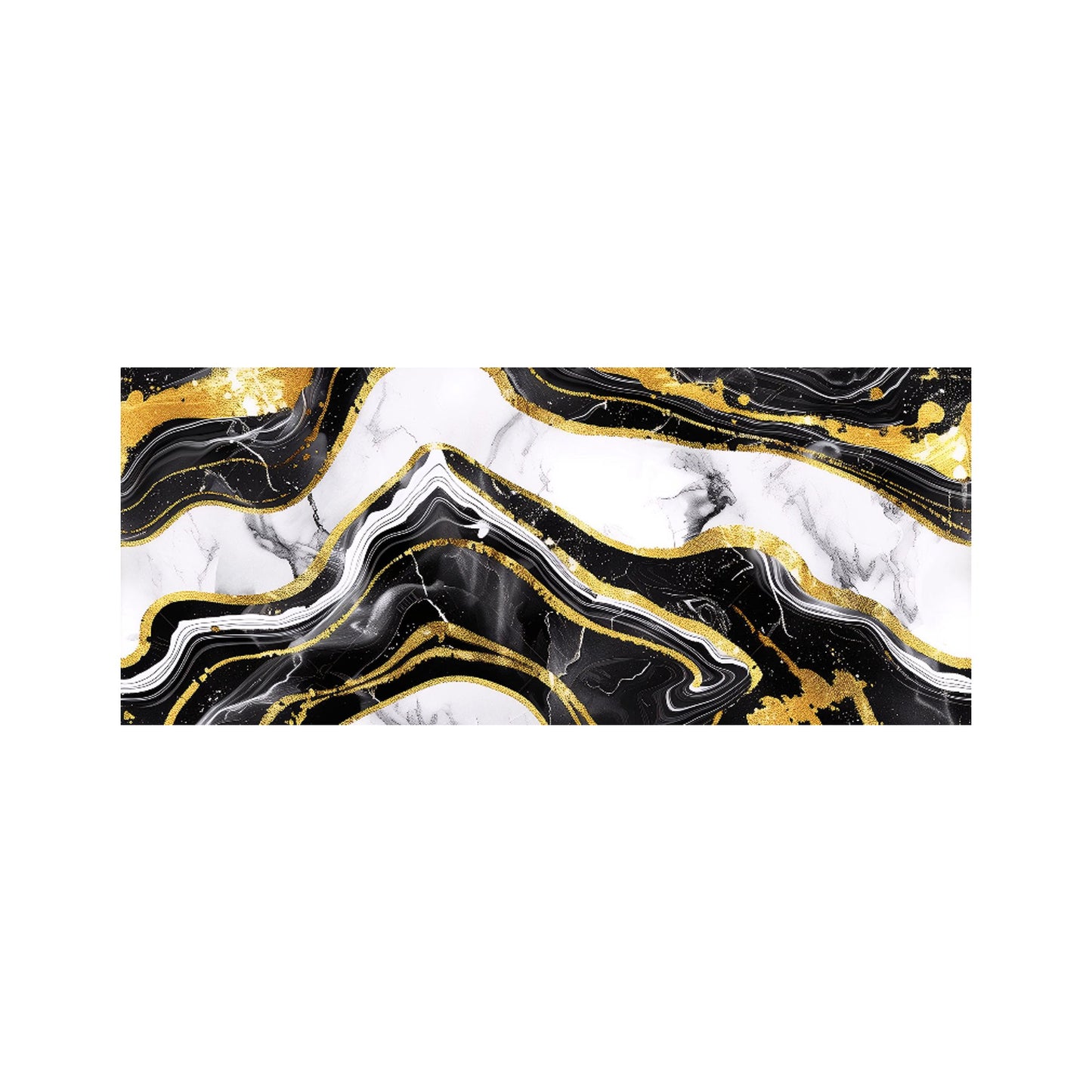 Black And Gold Marble Effect Glass Bathroom Splashback