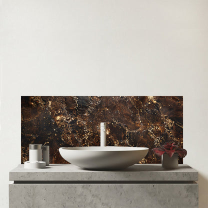 Bronze Quartz Effect Glass Bathroom Splashback