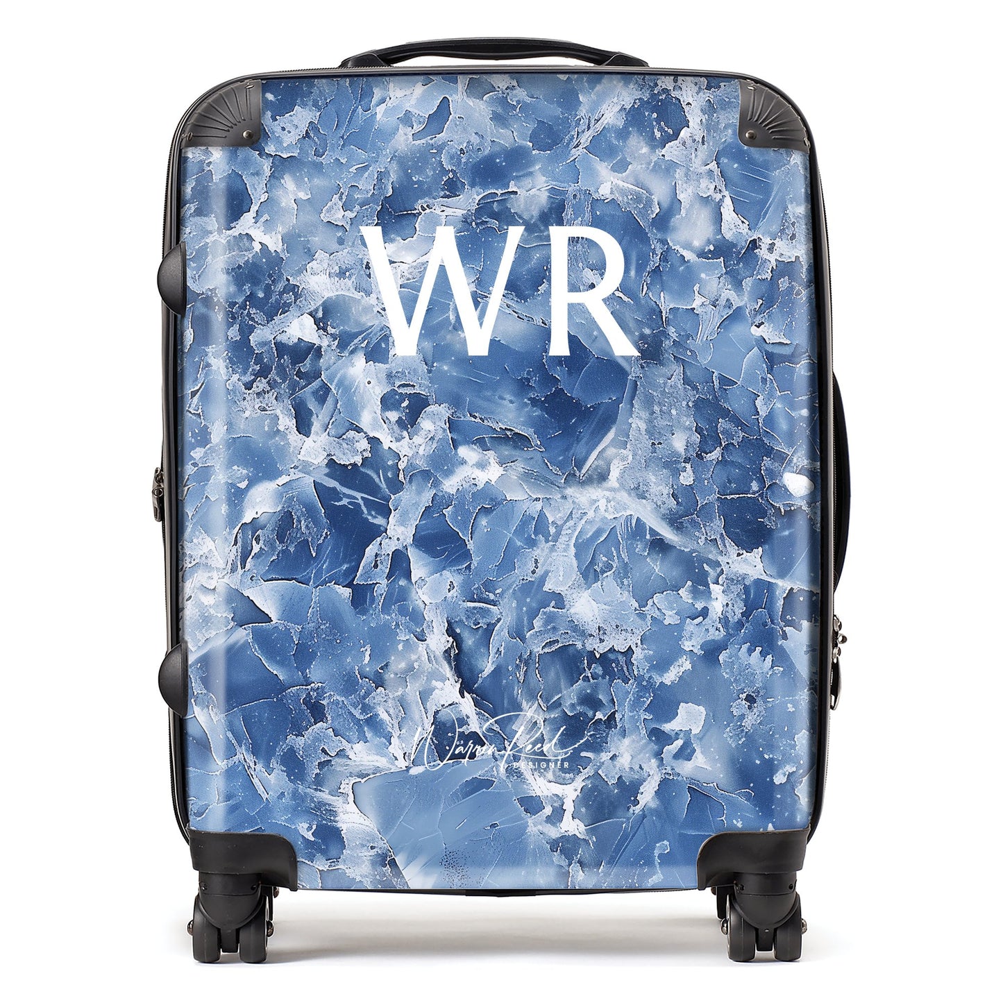 WR01065 Personalised Coastal Blue Quartz Effect Initial Suitcase