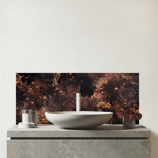 Copper Quartz Effect Glass Bathroom Splashback