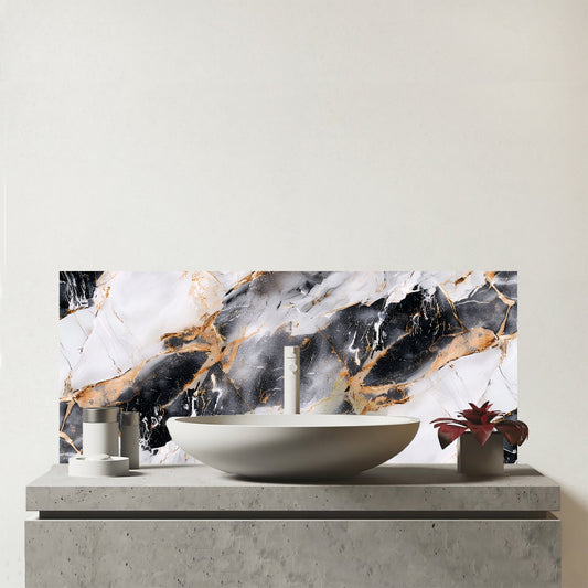 Exquisite White Marble Effect Glass Bathroom Splashback