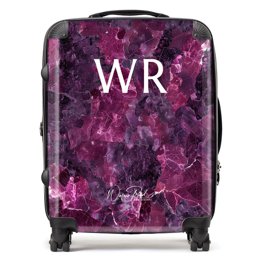 WR01073 Personalised Cherry Quartz Effect Initial Suitcase