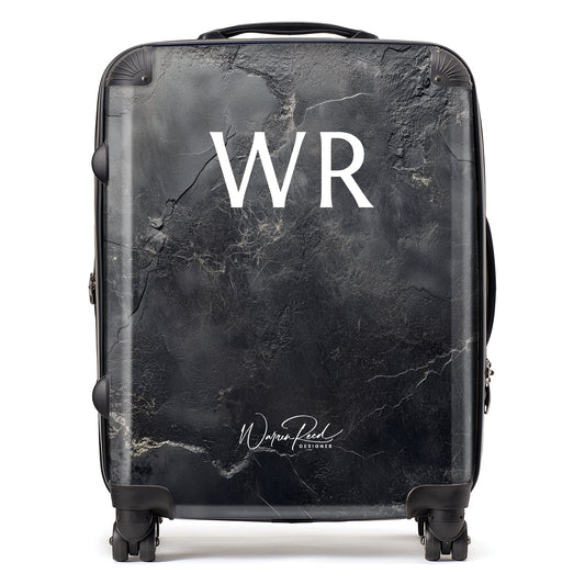 WR01075 Personalised Dark Concrete Effect Initial Suitcase