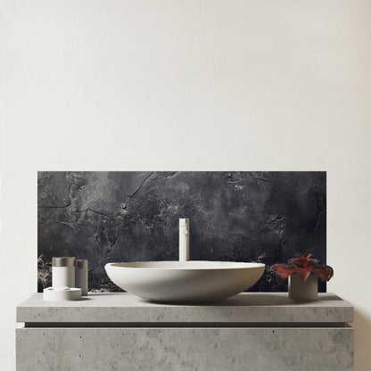 Dark Concrete Effect Glass Bathroom Splashback