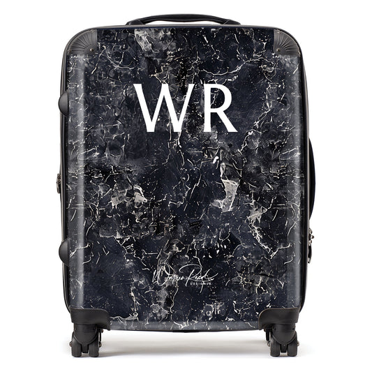 WR01079 Personalised Black Quartz Effect Initial Suitcase