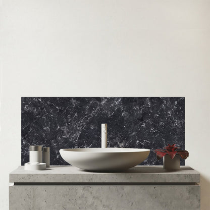 Deep Grey Quartz Effect Glass Bathroom Splashback