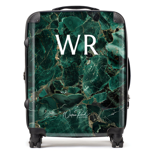 WR01082 Personalised Green Quartz Effect Initial Suitcase