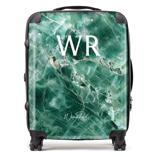 WR01084 Personalised Light Green Quartz Effect Initial Suitcase