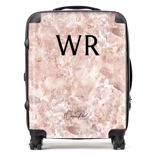 WR01087 Personalised Polished Pale Pink Quartz Effect Initial Suitcase