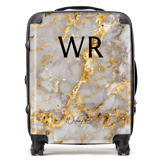 WR01088 Personalised Gold Quartz Effect Initial Suitcase