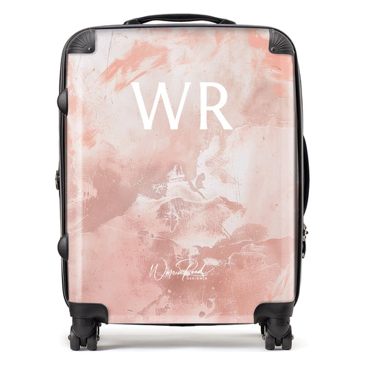 WR01092 Personalised Minimalistic Pink Grunge Effect Initial Suitcase