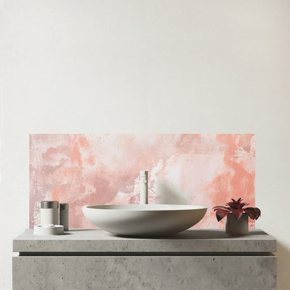 Minimalistic Pink Grunge Effect Glass Bathroom Splashback