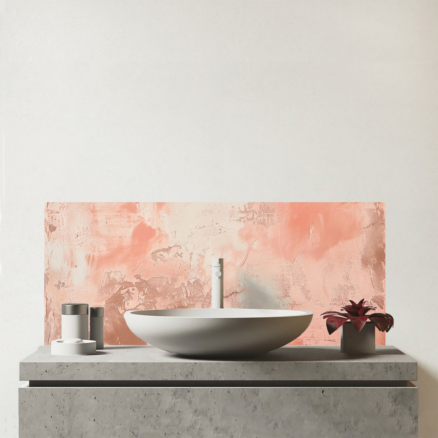 Hapless Pink Grunge Effect Glass Bathroom Splashback