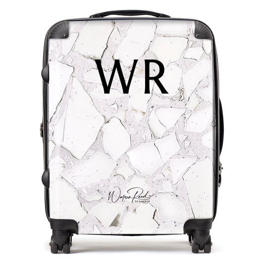 WR01095 Personalised Chunky White Quartz Effect Initial Suitcase