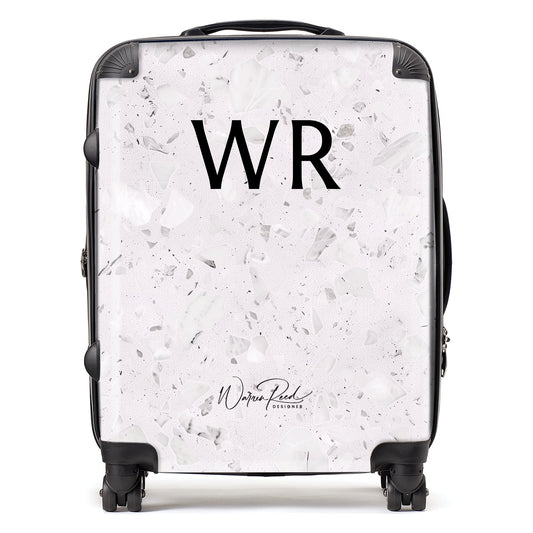 WR01097 Personalised Icy White Quartz Effect Initial Suitcase