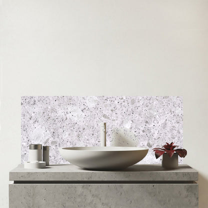 Light Grey Quartz Effect Glass Bathroom Splashback