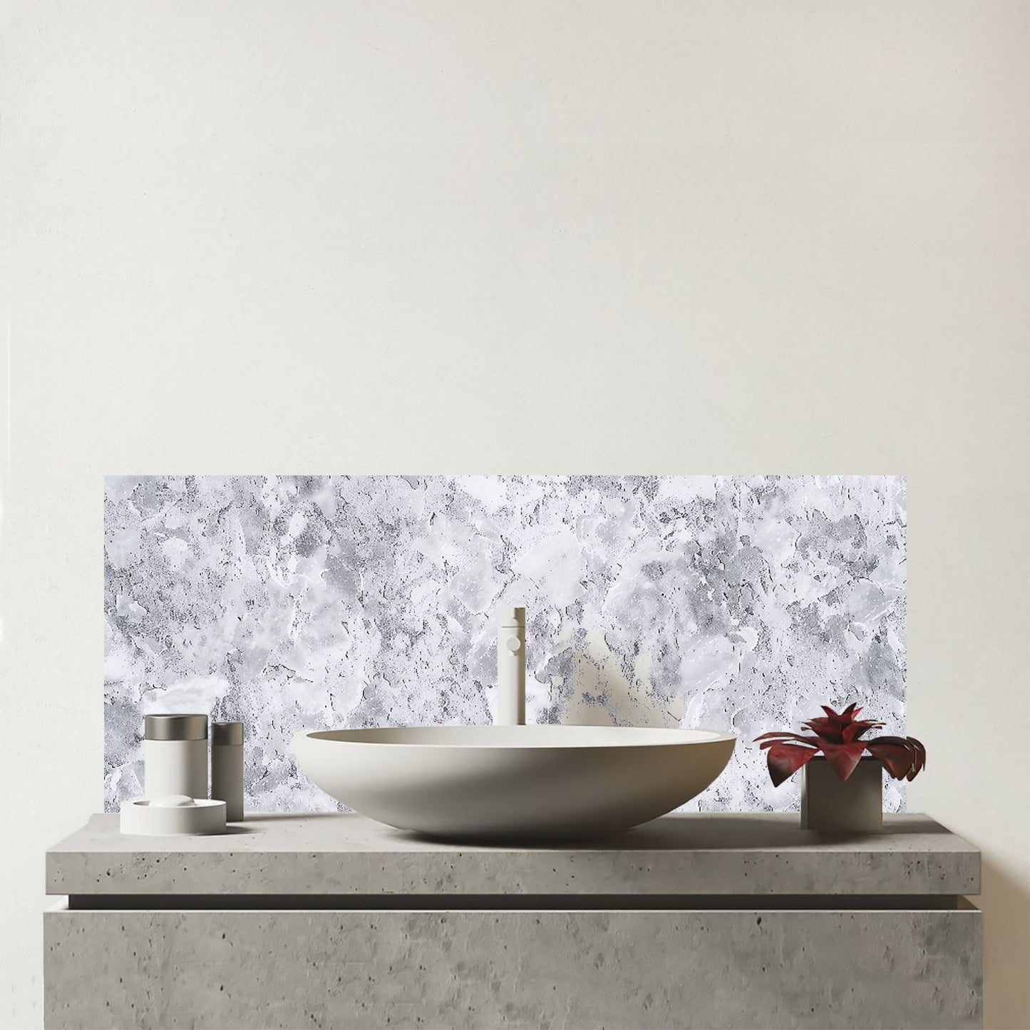 Grey Quartz Effect Glass Bathroom Splashback