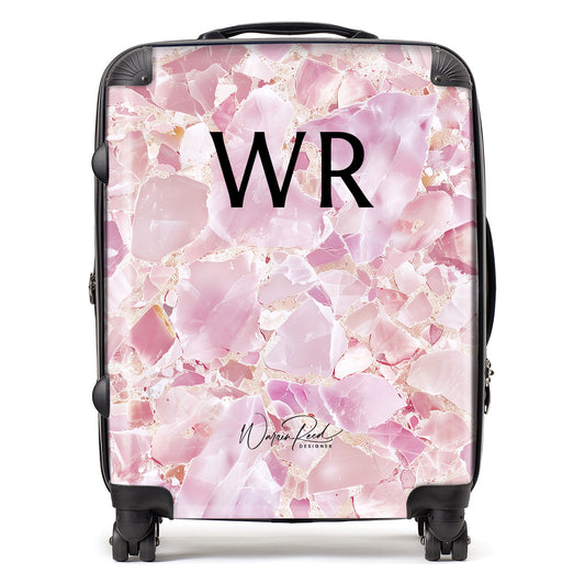 WR01101 Personalised Light Pink Quartz Effect Initial Suitcase