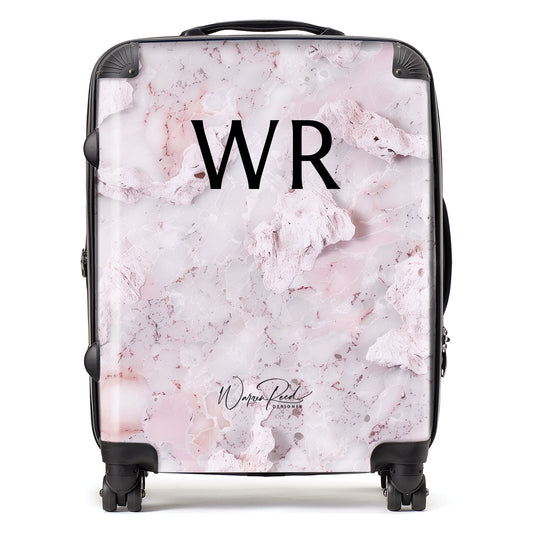 WR01106 Personalised Pale Pink Quartz Effect Initial Suitcase