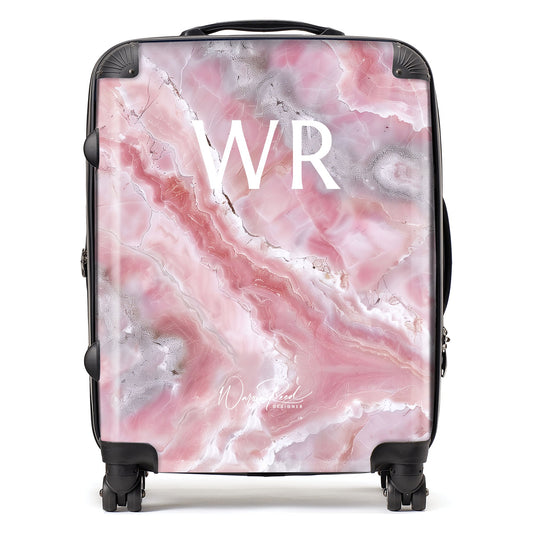 WR01107 Personalised Pale And Grey Marble Effect Initial Suitcase